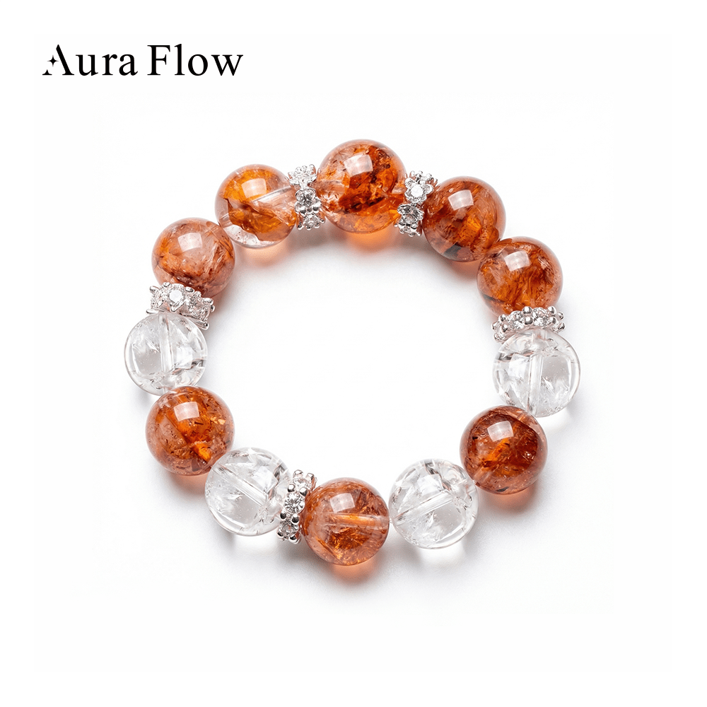 【AF Crystal】Qiqi | Red Glue Flower White Assam Bracelet - AuraFlowcrystal
