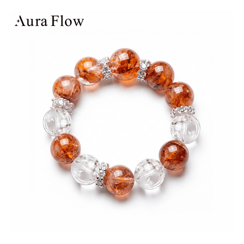 【AF Crystal】Qiqi | Red Glue Flower White Assam Bracelet - AuraFlowcrystal