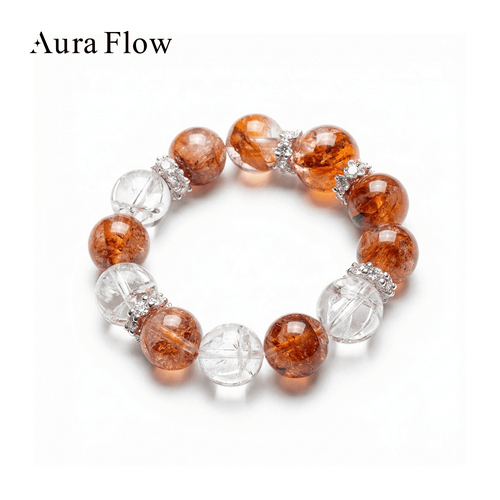 【AF Crystal】Qiqi | Red Glue Flower White Assam Bracelet - AuraFlowcrystal