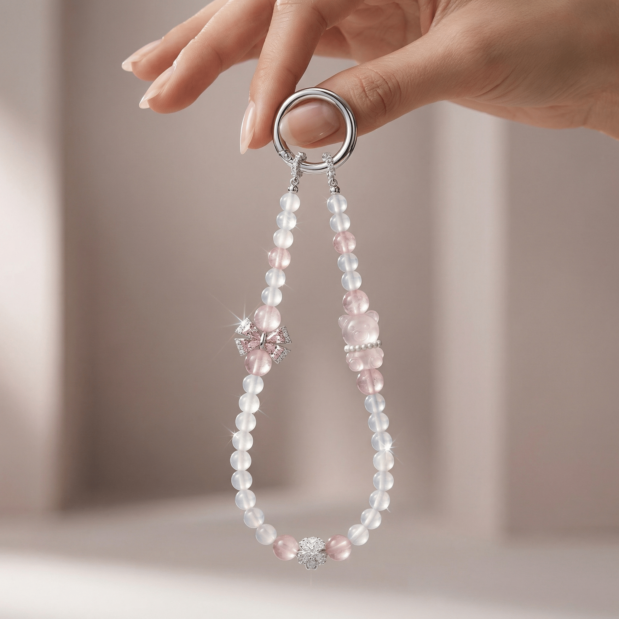 【AF Crystal】Yingqing | White Agate Grapefruit Pink Pendant - AuraFlowcrystal