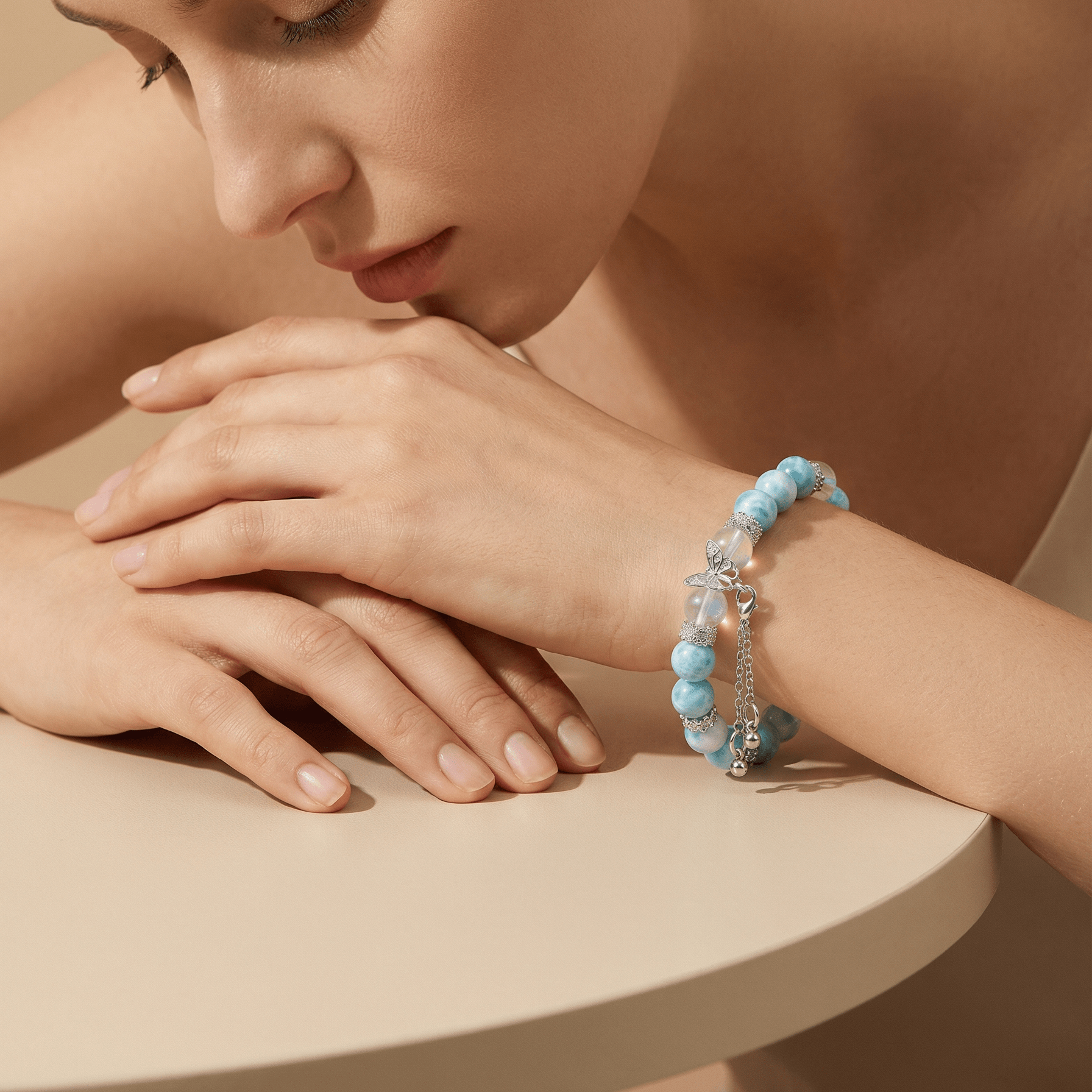 【AF Crystal】Starfish | Seagull Stonemao Island Moonlight Blue Moonlight Bracelet - AuraFlowcrystal